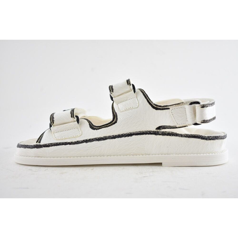 Chanel 22C White Black Graffiti CC Logo Mule Slide Strap Flat Dad Teva Sandal 36 - Picture 9 of 12